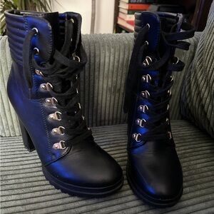 JustFab Shandee Black Lace-Up Heeled
Ankle Boots.  Size 9